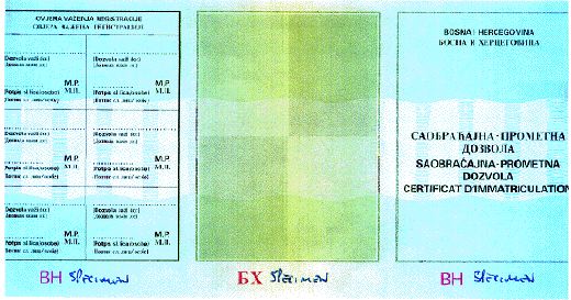 Vehicle Registration Document: Front Side