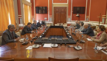 PDHR/Supervisor Scanlan and US Embassy's Deputy Chief of Mission Deborah Menutti meet Brčko Mayor Esed Kadrić, Deputy Mayor Anto Domić, District Assembly Speaker Siniša Milić, and Deputy Speaker Ivo Filipović